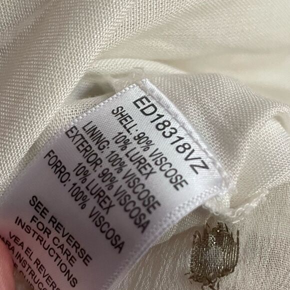 NEW En Creme Maxi Dress M Boho Metallic Polka Dot Cutout Ruffle Tiered - Picture 13 of 13